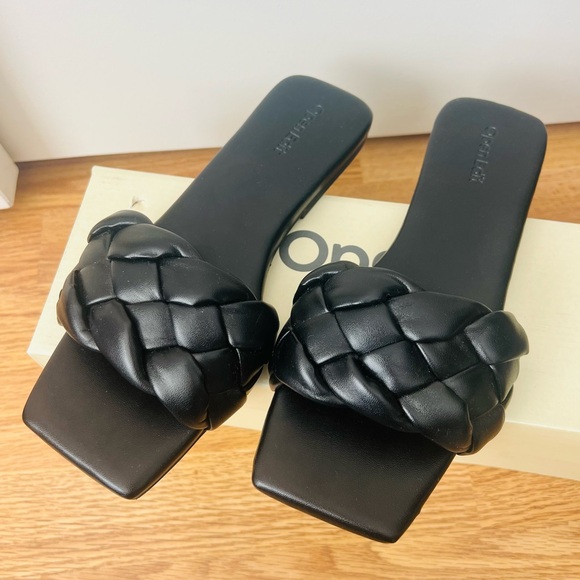 Open Edit Black Women's Braided Slide Sandals - Picture 2 of 3